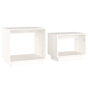 Satztische 2er Set Weiß Kiefer Massivholz