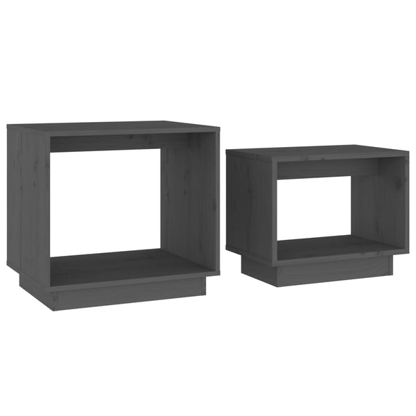 Graue Satztische 2er Set Kiefer Massivholz