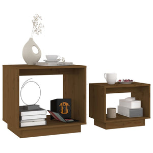 Satztische 2er Set Honigbraun Kiefer Massivholz