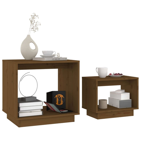 Satztische 2er Set Honigbraun Kiefer Massivholz