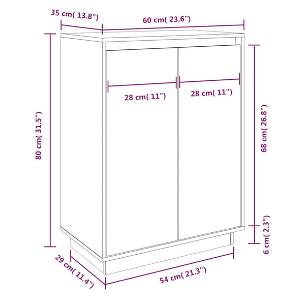 Massivholz Schuhschrank Kiefer 60x80 cm
