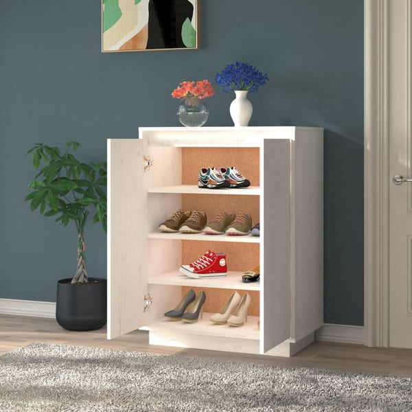 Weißer Schuhschrank Kiefer Massivholz 60cm