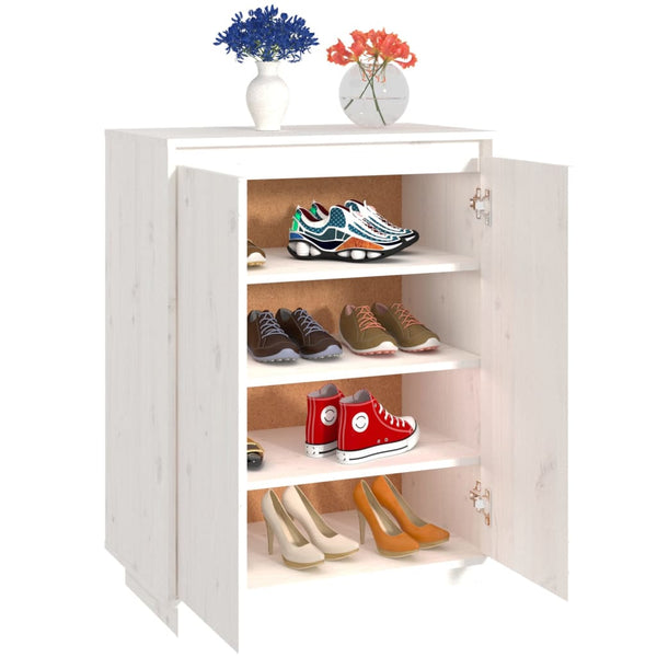 Weißer Schuhschrank Kiefer Massivholz 60cm