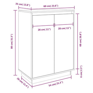 Weißer Schuhschrank Kiefer Massivholz 60cm