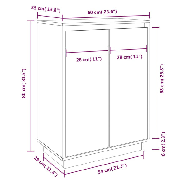 Weißer Schuhschrank Kiefer Massivholz 60cm