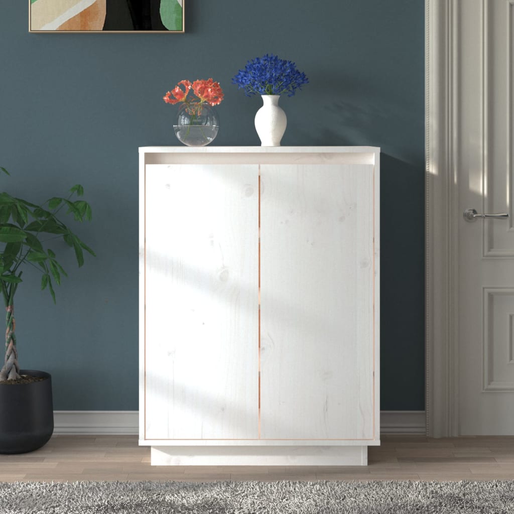 Weißer Schuhschrank Kiefer Massivholz 60cm