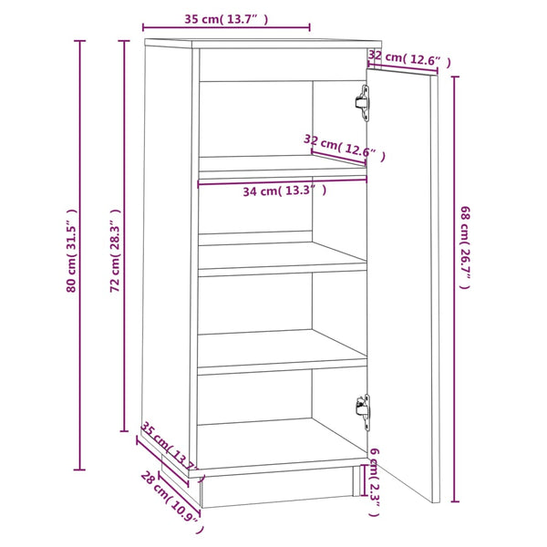 Massivholz Schuhschrank Kiefer 35x35x80cm