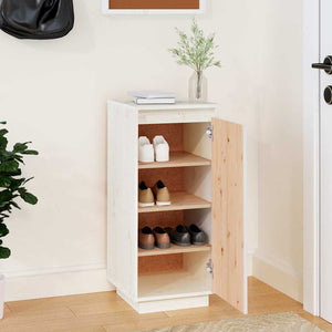 Weißer Schuhschrank Kiefer Massivholz 35x80cm