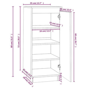Weißer Schuhschrank Kiefer Massivholz 35x80cm