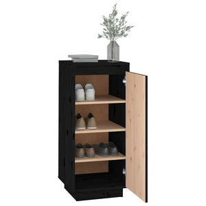 Schuhschrank Schwarz Kiefer Massivholz 35x80cm