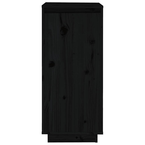 Schuhschrank Schwarz Kiefer Massivholz 35x80cm