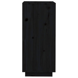Schuhschrank Schwarz Kiefer Massivholz 35x80cm