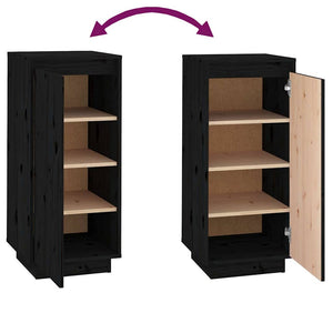 Schuhschrank Schwarz Kiefer Massivholz 35x80cm