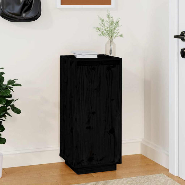 Schuhschrank Schwarz Kiefer Massivholz 35x80cm