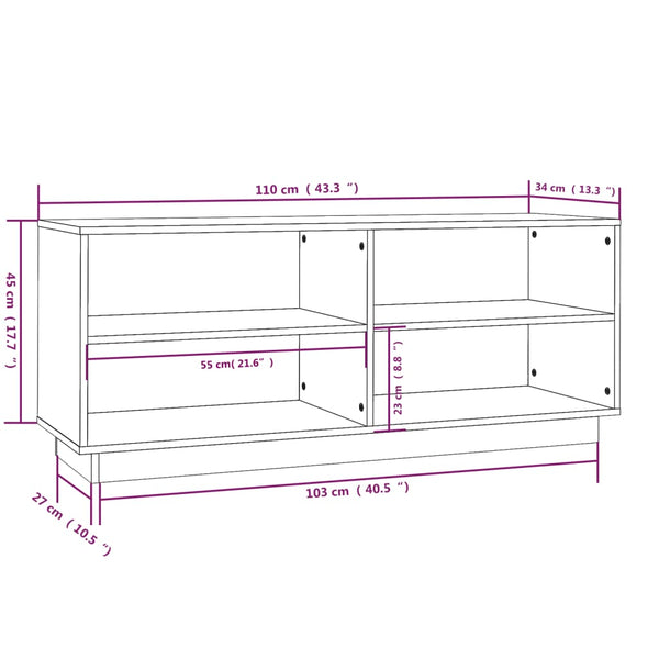 Massivholz Schuhregal Kiefer 110cm