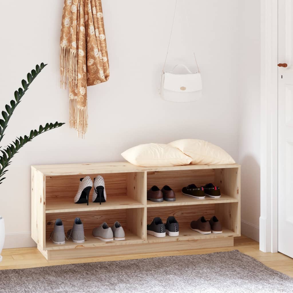 Massivholz Schuhregal Kiefer 110cm