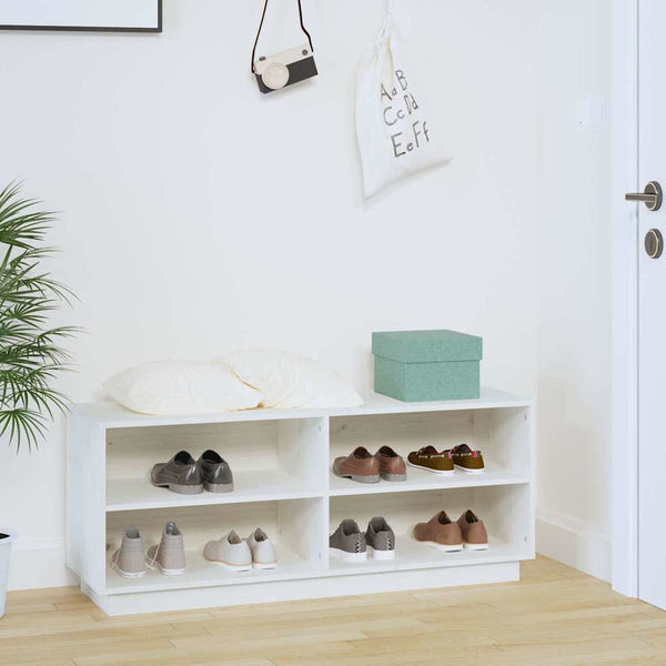 Weißes Schuhregal Kiefer Massivholz 110cm