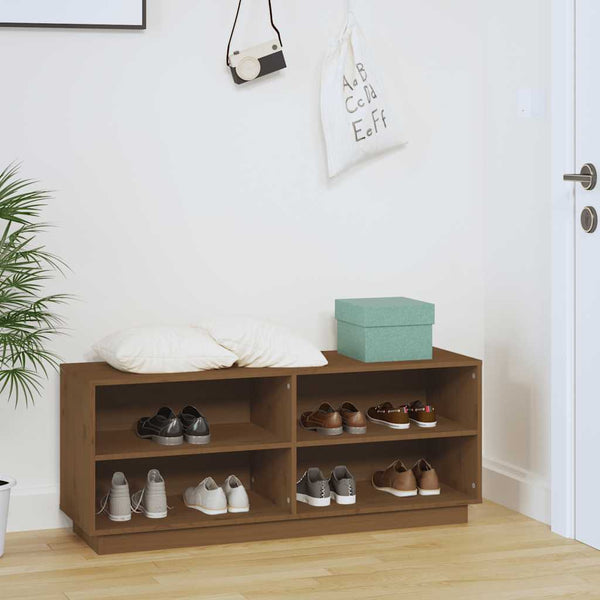 Schuhregal Kiefer Massivholz Honigbraun 110cm