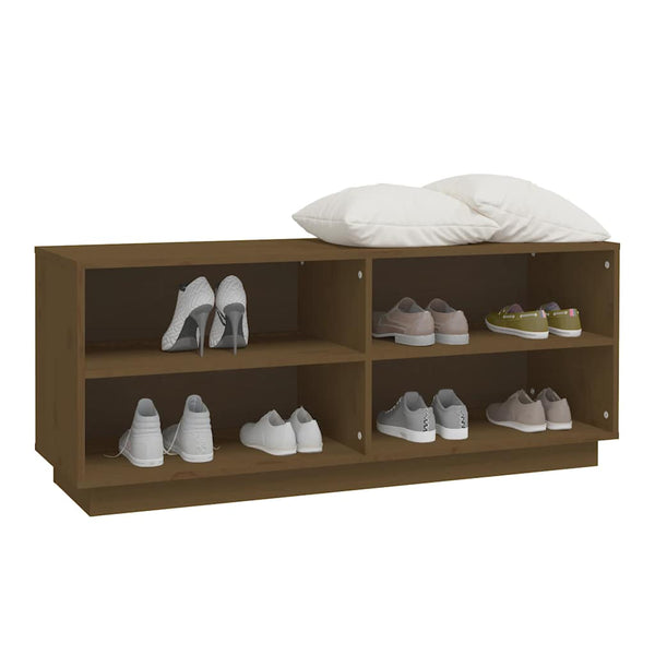 Schuhregal Kiefer Massivholz Honigbraun 110cm