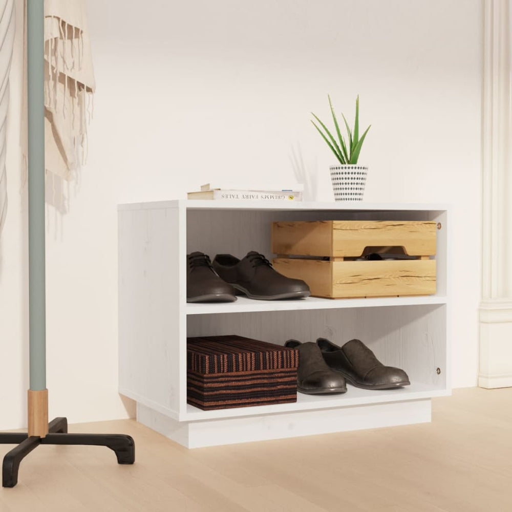 Weißer Schuhschrank Kiefer Massivholz 60 cm