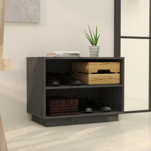 Grauer Schuhschrank Kiefer Massivholz 60cm