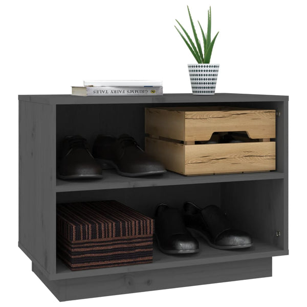 Grauer Schuhschrank Kiefer Massivholz 60cm