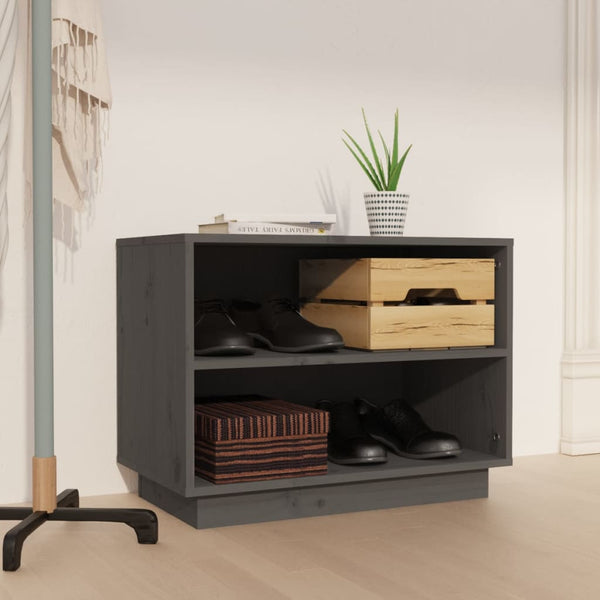 Grauer Schuhschrank Kiefer Massivholz 60cm