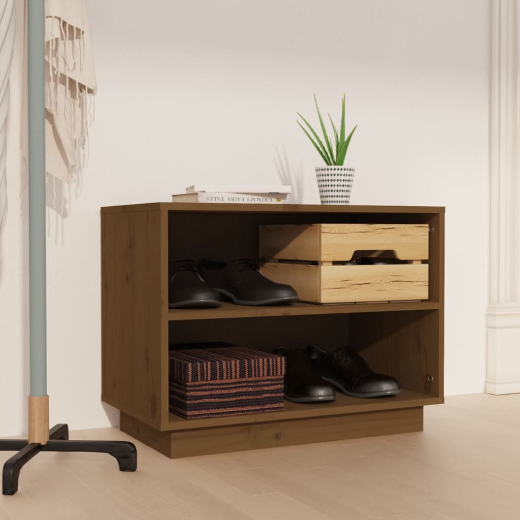 Honigbrauner Schuhschrank Kiefer Massivholz 60cm