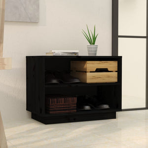 Schuhschrank Schwarz Kiefer Massivholz 60cm