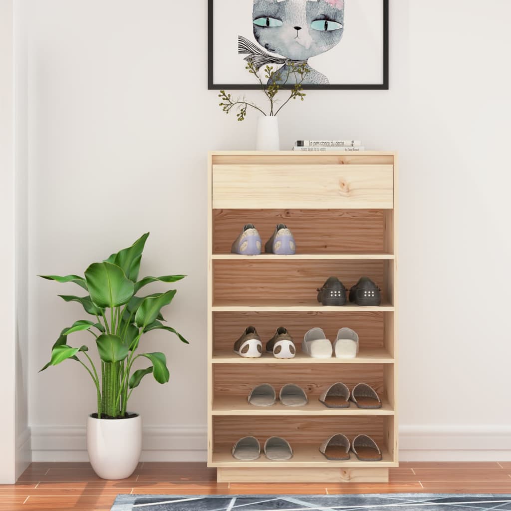 Massivholz Schuhregal Kiefer, 60x34x105 cm