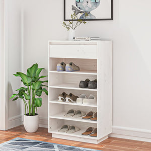 Weißes Schuhregal Kiefer Massivholz 60x105 cm