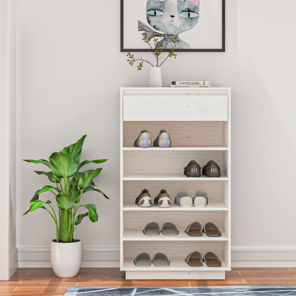 Weißes Schuhregal Kiefer Massivholz 60x105 cm