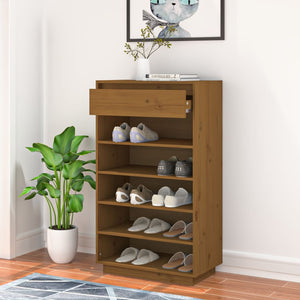 Massivholz Schuhregal Honigbraun
