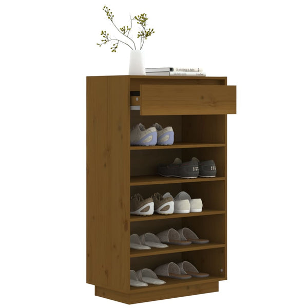 Massivholz Schuhregal Honigbraun