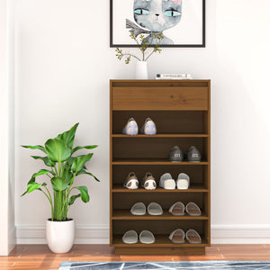 Massivholz Schuhregal Honigbraun