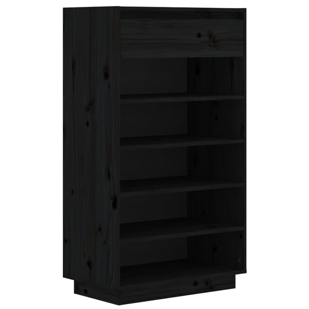 Schuhregal Schwarz Kiefer Massivholz 60x105cm