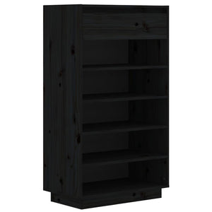 Schuhregal Schwarz Kiefer Massivholz 60x105cm