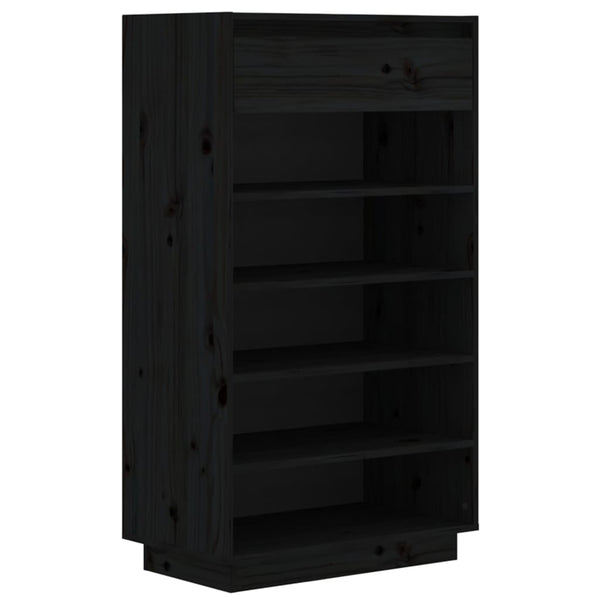 Schuhregal Schwarz Kiefer Massivholz 60x105cm