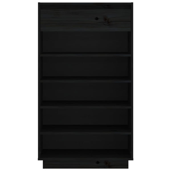 Schuhregal Schwarz Kiefer Massivholz 60x105cm