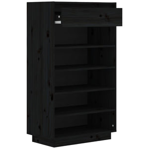Schuhregal Schwarz Kiefer Massivholz 60x105cm