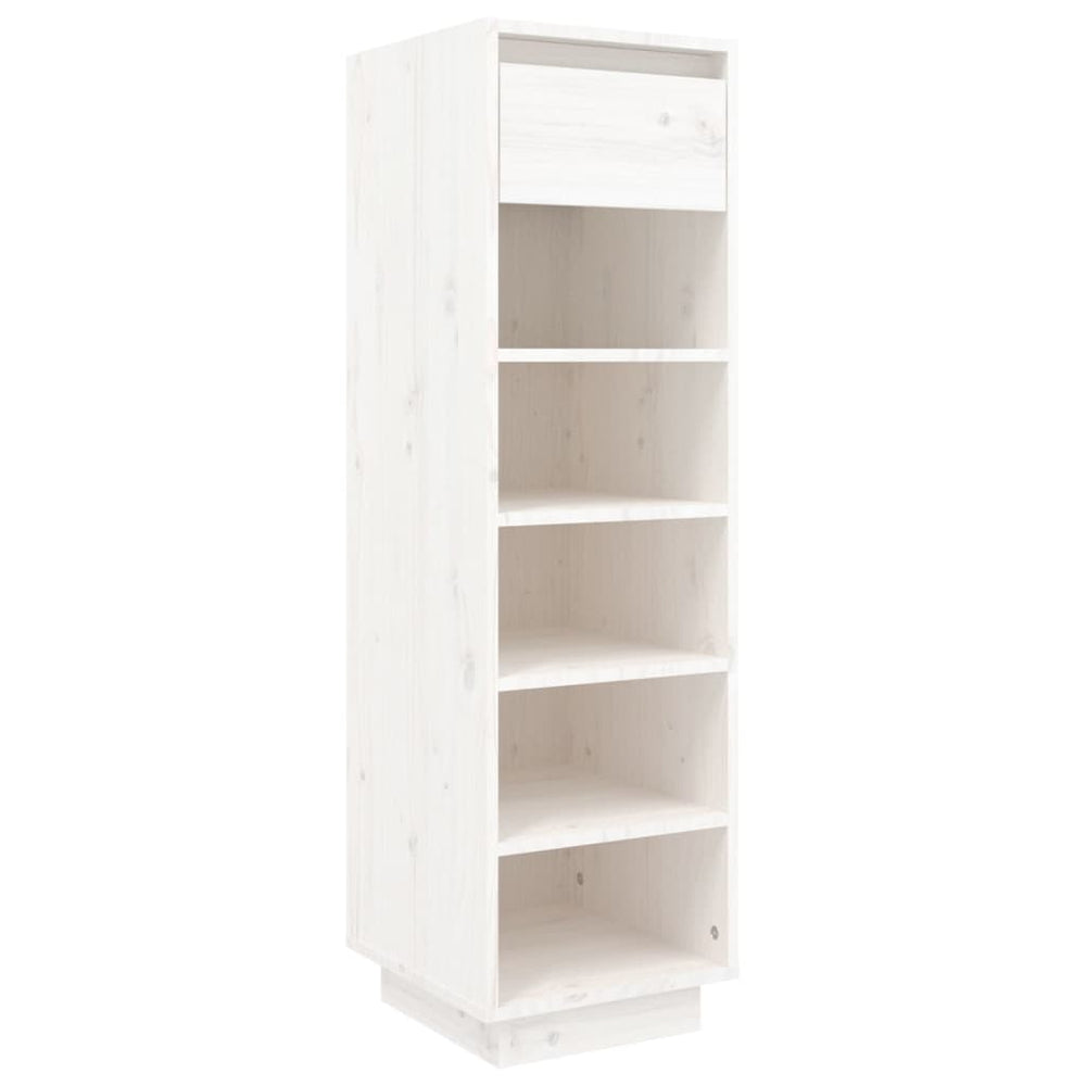 Weißes Schuhregal Kiefer Massivholz 30x105cm