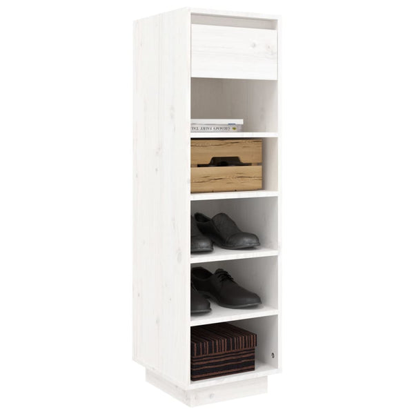 Weißes Schuhregal Kiefer Massivholz 30x105cm