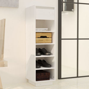 Weißes Schuhregal Kiefer Massivholz 30x105cm