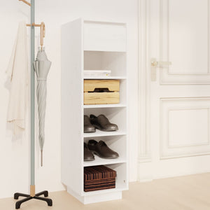 Weißes Schuhregal Kiefer Massivholz 30x105cm