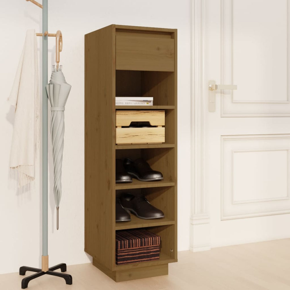 Honigbraunes Schuhregal Kiefer Massivholz