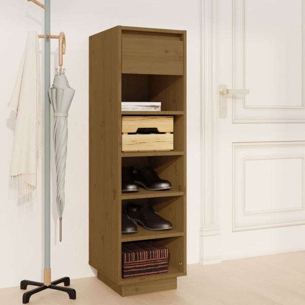 Honigbraunes Schuhregal Kiefer Massivholz