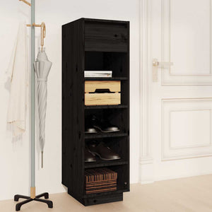 Schuhregal Schwarz Kiefer Massivholz 105 cm
