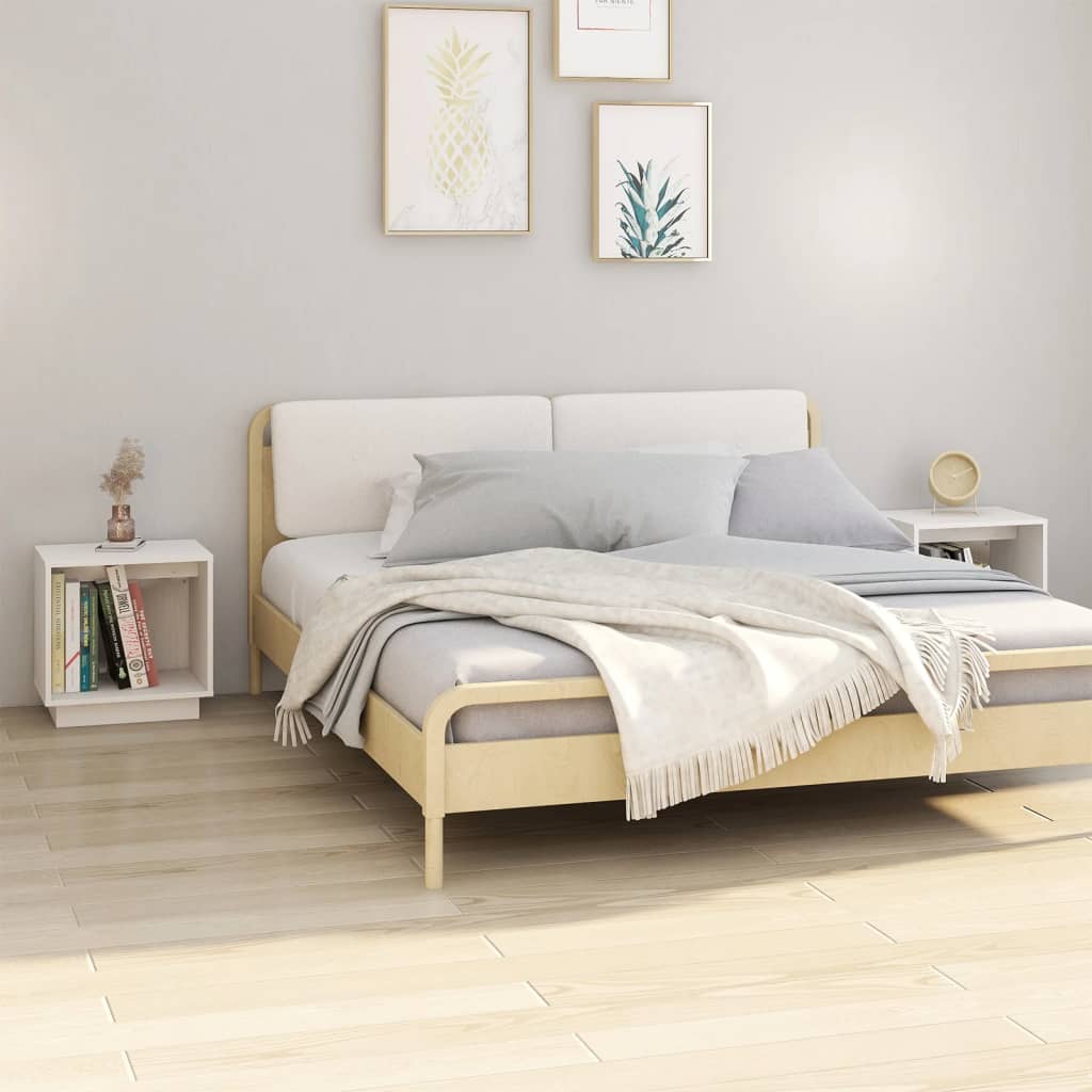 vidaXL Tables de chevet 2 pcs Blanc 40x30x40 cm Bois de pin massif