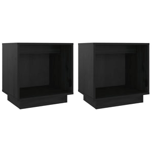 Schwarze Nachttische 2er Set Kiefer Massivholz