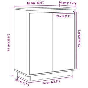 Weißes Kiefer Sideboard, 60 cm